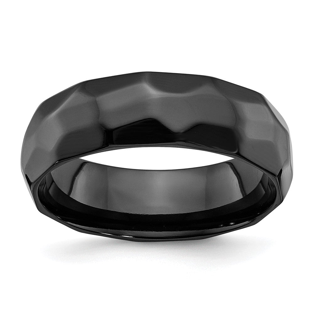 7mm Black Zirconium Hammered Standard Fit Band, Item R11792 by The Black Bow Jewelry Co.