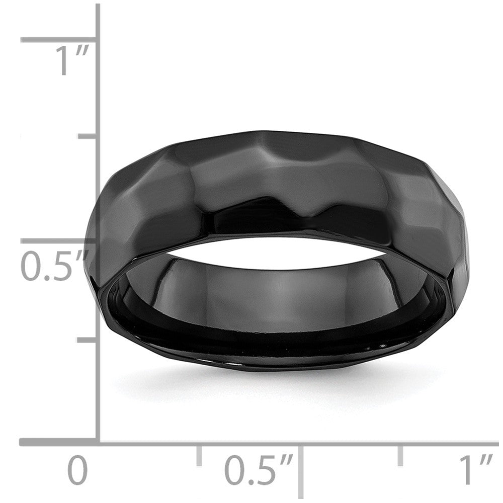 Alternate view of the 7mm Black Zirconium Hammered Standard Fit Band by The Black Bow Jewelry Co.