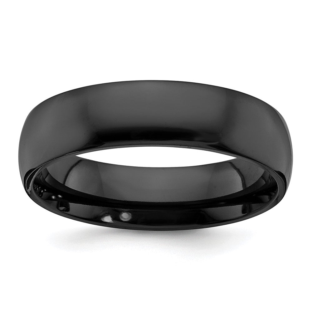 6mm Black Zirconium Polished Half Round Standard Fit Band, Item R11794 by The Black Bow Jewelry Co.