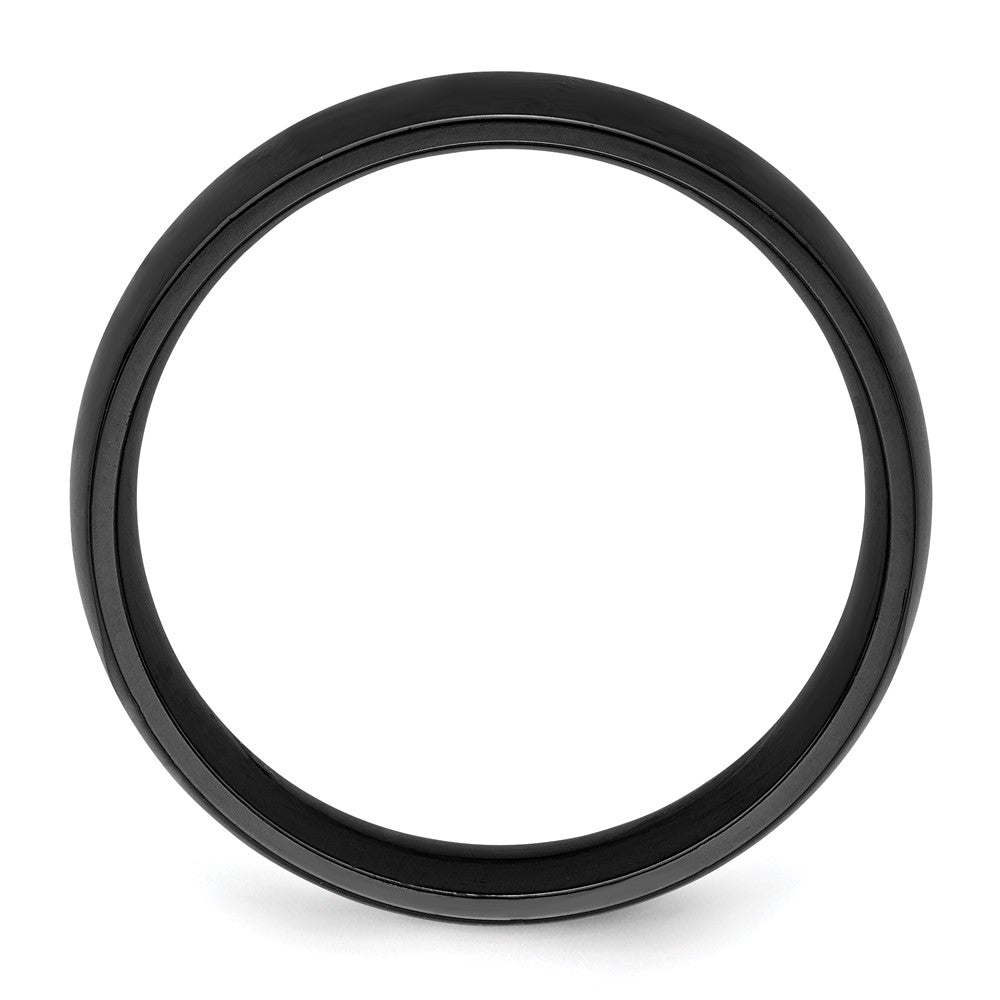 Alternate view of the 6mm Black Zirconium Polished Half Round Standard Fit Band by The Black Bow Jewelry Co.