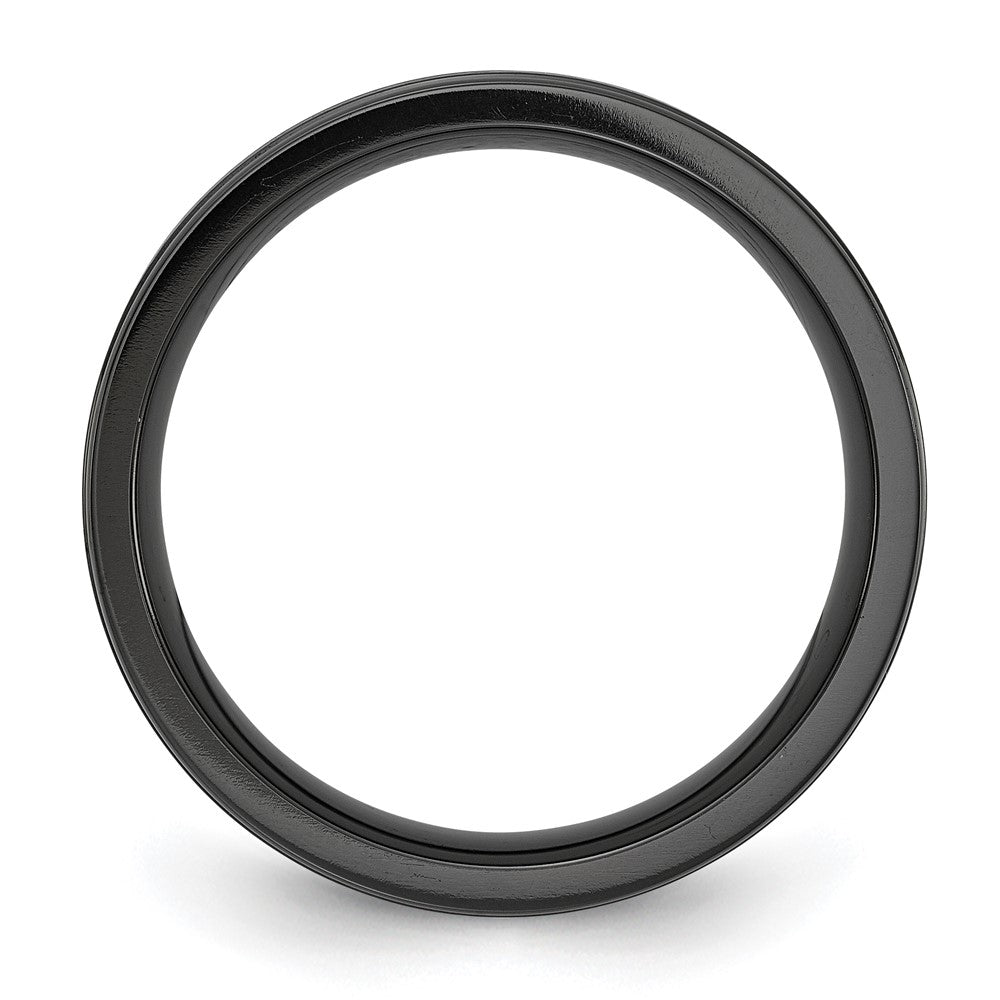 Alternate view of the 8mm Black Zirconium & Blue Plated Brushed & Hammered Band by The Black Bow Jewelry Co.