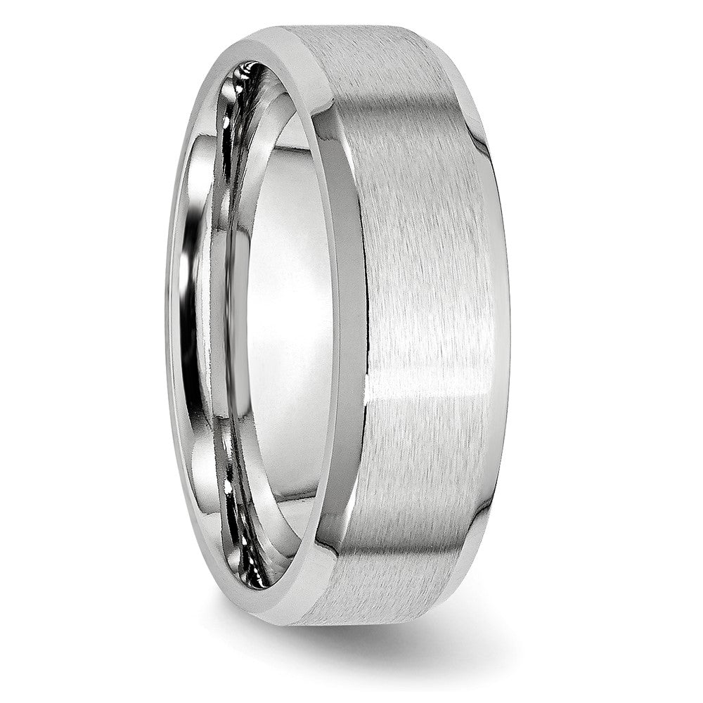 Alternate view of the 7mm Cobalt Polished Beveled Edge Flat Satin Standard Fit Band by The Black Bow Jewelry Co.