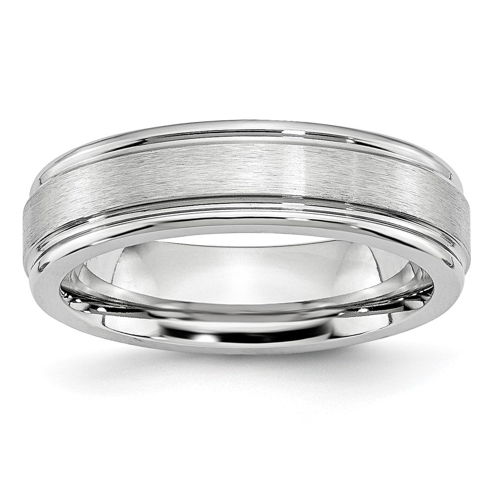 6mm Cobalt Satin Finish Grooved Edge Standard Fit Band, Item R11813 by The Black Bow Jewelry Co.