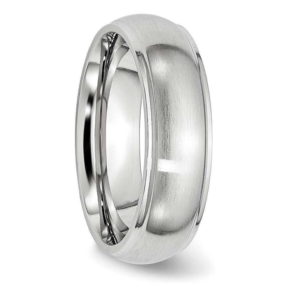 Alternate view of the 7mm Cobalt Satin Domed Polished Ridged Edge Standard Fit Band by The Black Bow Jewelry Co.