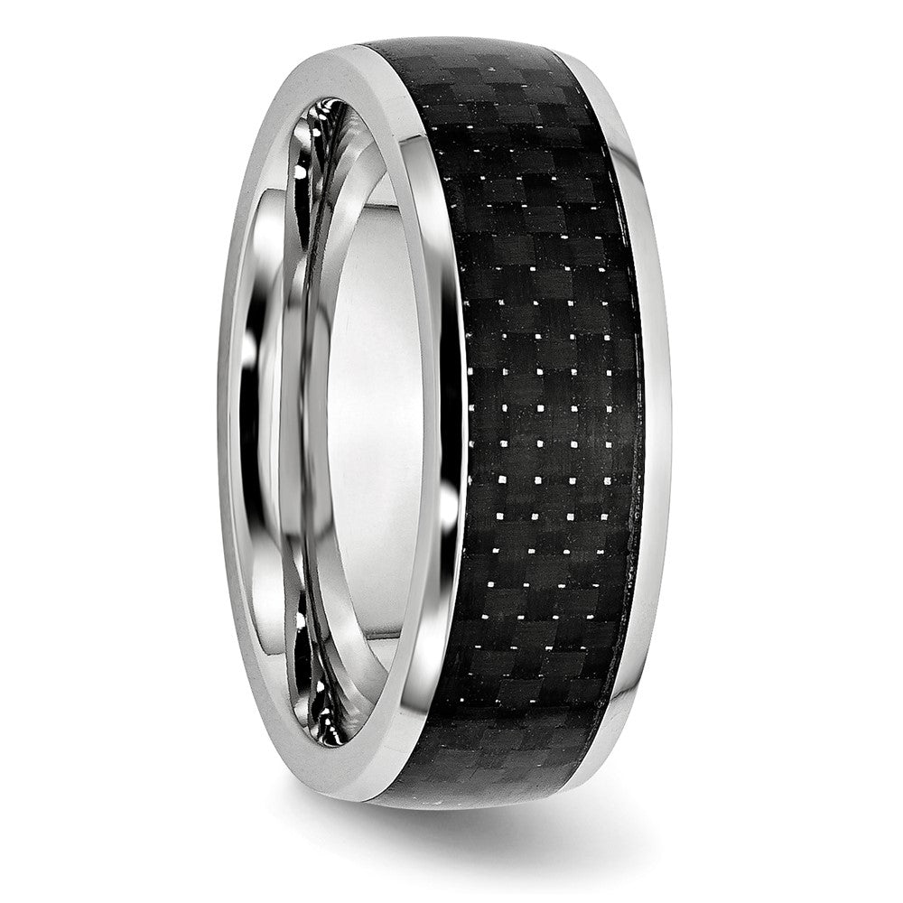 Alternate view of the 8mm Cobalt &amp; Black Carbon Fiber Domed Standard Fit Band by The Black Bow Jewelry Co.