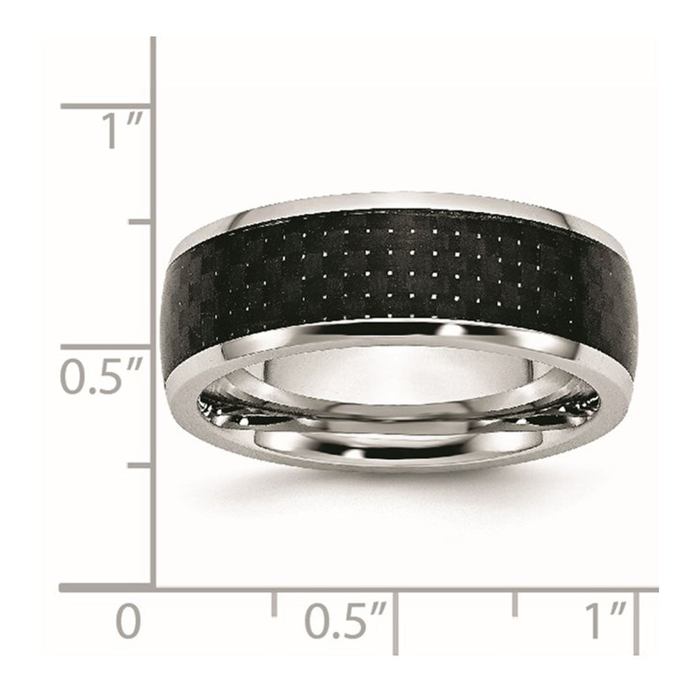 Alternate view of the 8mm Cobalt &amp; Black Carbon Fiber Domed Standard Fit Band by The Black Bow Jewelry Co.