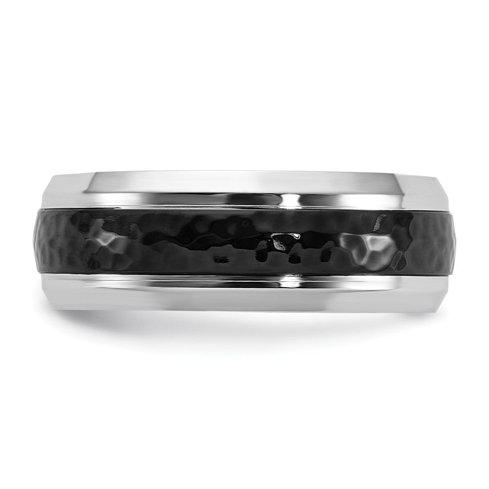 Alternate view of the 8mm Cobalt Polished &amp; Hammered Black Plated Standard Fit Band by The Black Bow Jewelry Co.