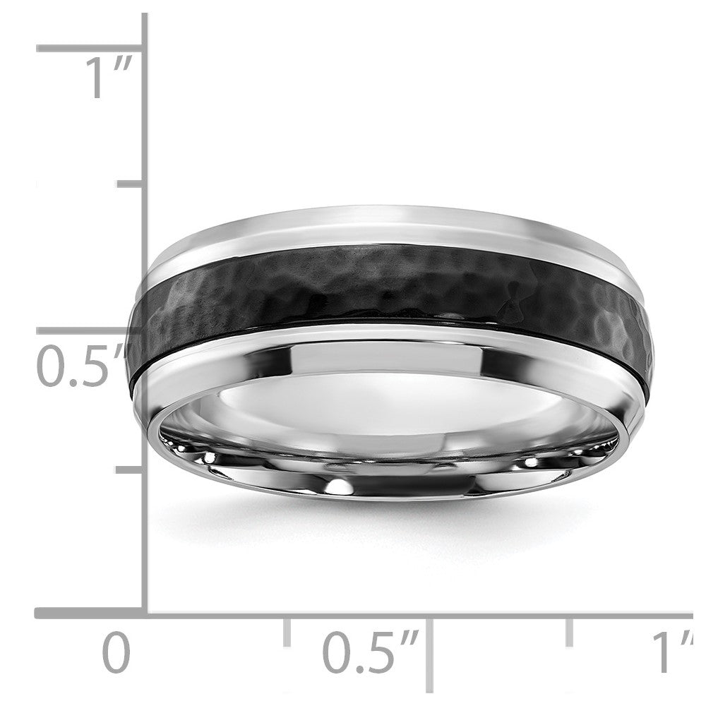 Alternate view of the 8mm Cobalt Polished &amp; Hammered Black Plated Standard Fit Band by The Black Bow Jewelry Co.
