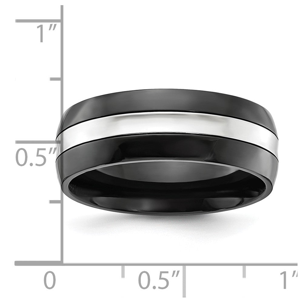 Alternate view of the 8mm Cobalt Black Plated &amp; Polished Half Round Standard Fit Band by The Black Bow Jewelry Co.
