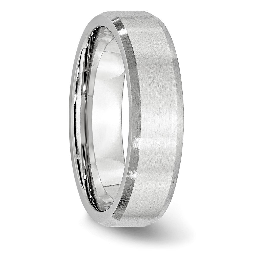 Alternate view of the 6mm Cobalt Beveled Edge Flat Satin Standard Fit Band by The Black Bow Jewelry Co.