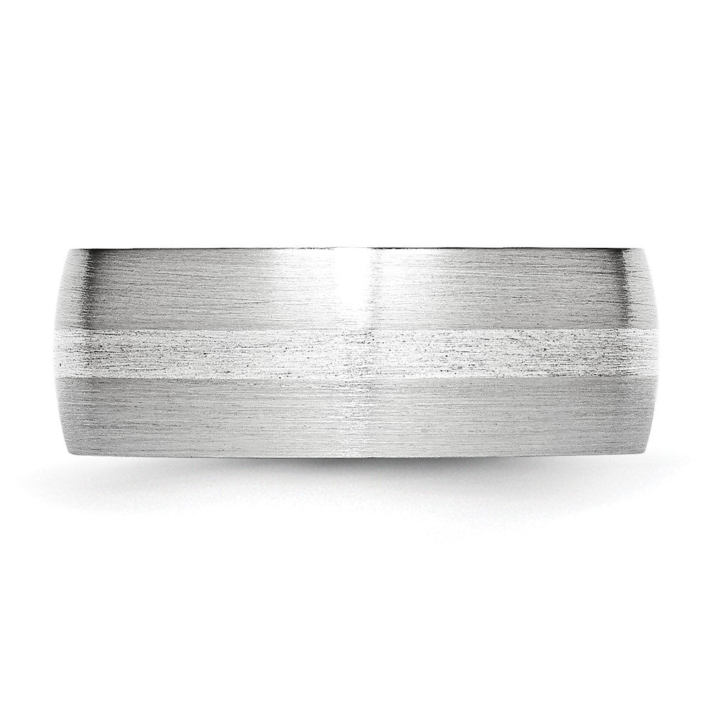 Alternate view of the 8mm Cobalt &amp; Sterling Silver Inlay Satin Half Round Standard Fit Band by The Black Bow Jewelry Co.