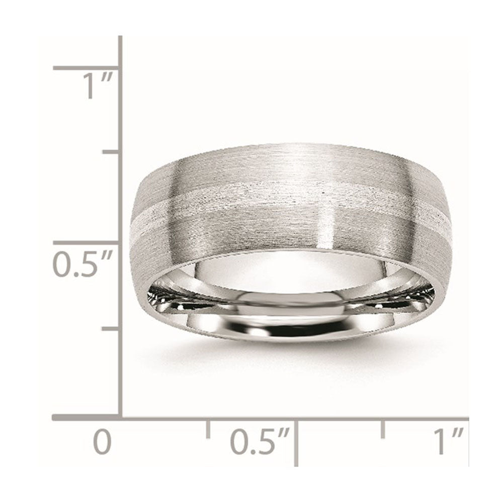 Alternate view of the 8mm Cobalt &amp; Sterling Silver Inlay Satin Half Round Standard Fit Band by The Black Bow Jewelry Co.