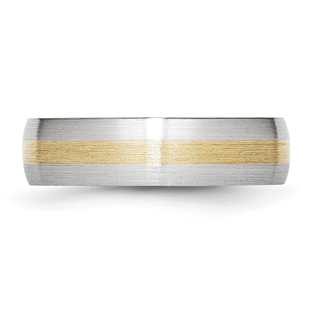 Alternate view of the 6mm Cobalt &amp; 14K Gold Inlay Satin Half Round Standard Fit Band by The Black Bow Jewelry Co.