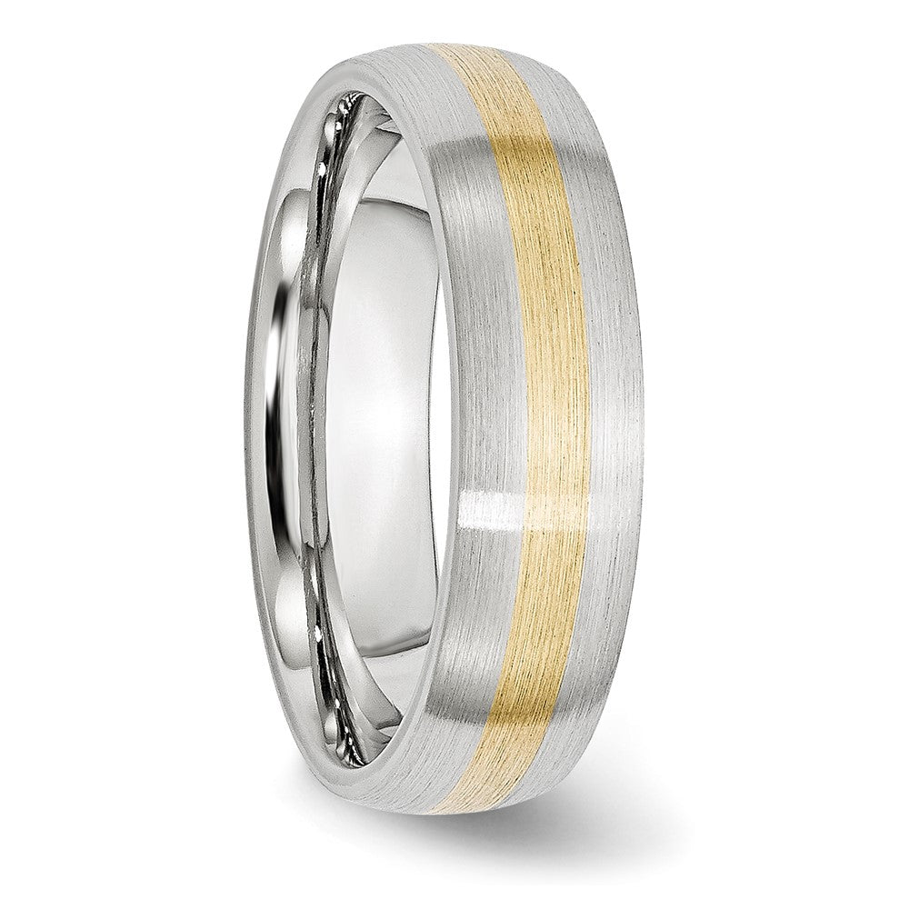 Alternate view of the 6mm Cobalt &amp; 14K Gold Inlay Satin Half Round Standard Fit Band by The Black Bow Jewelry Co.