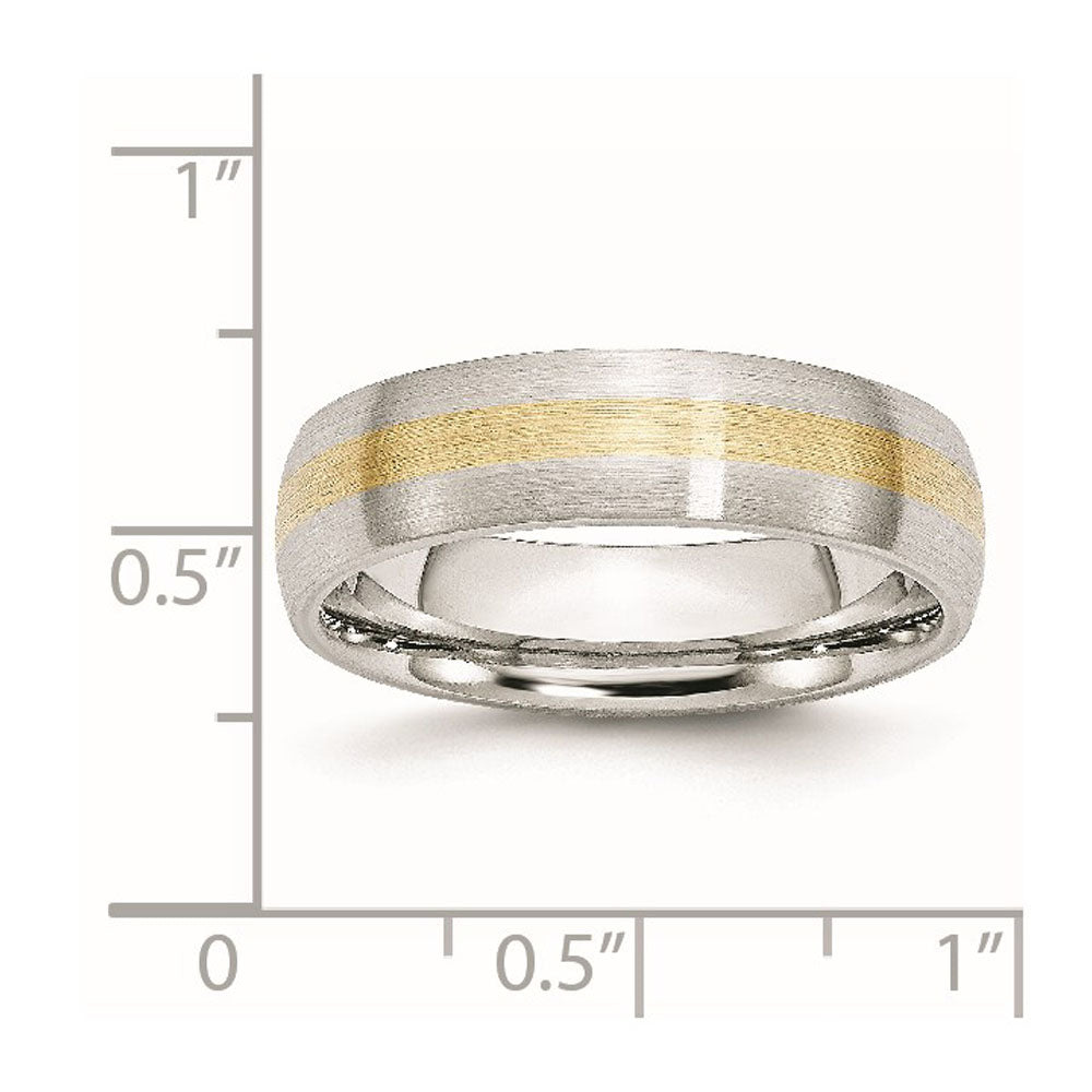 Alternate view of the 6mm Cobalt &amp; 14K Gold Inlay Satin Half Round Standard Fit Band by The Black Bow Jewelry Co.