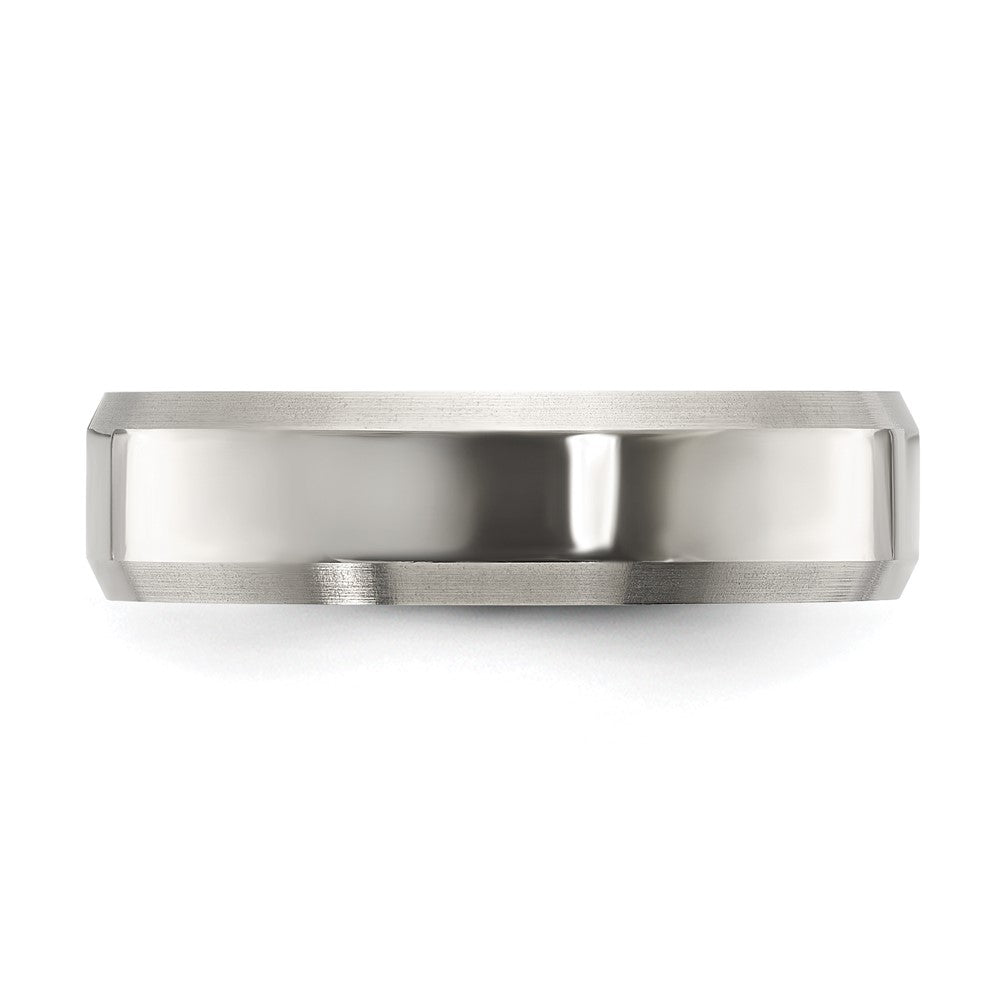 Alternate view of the 6mm Titanium Polished & Brushed Beveled Edge Comfort Fit Band by The Black Bow Jewelry Co.