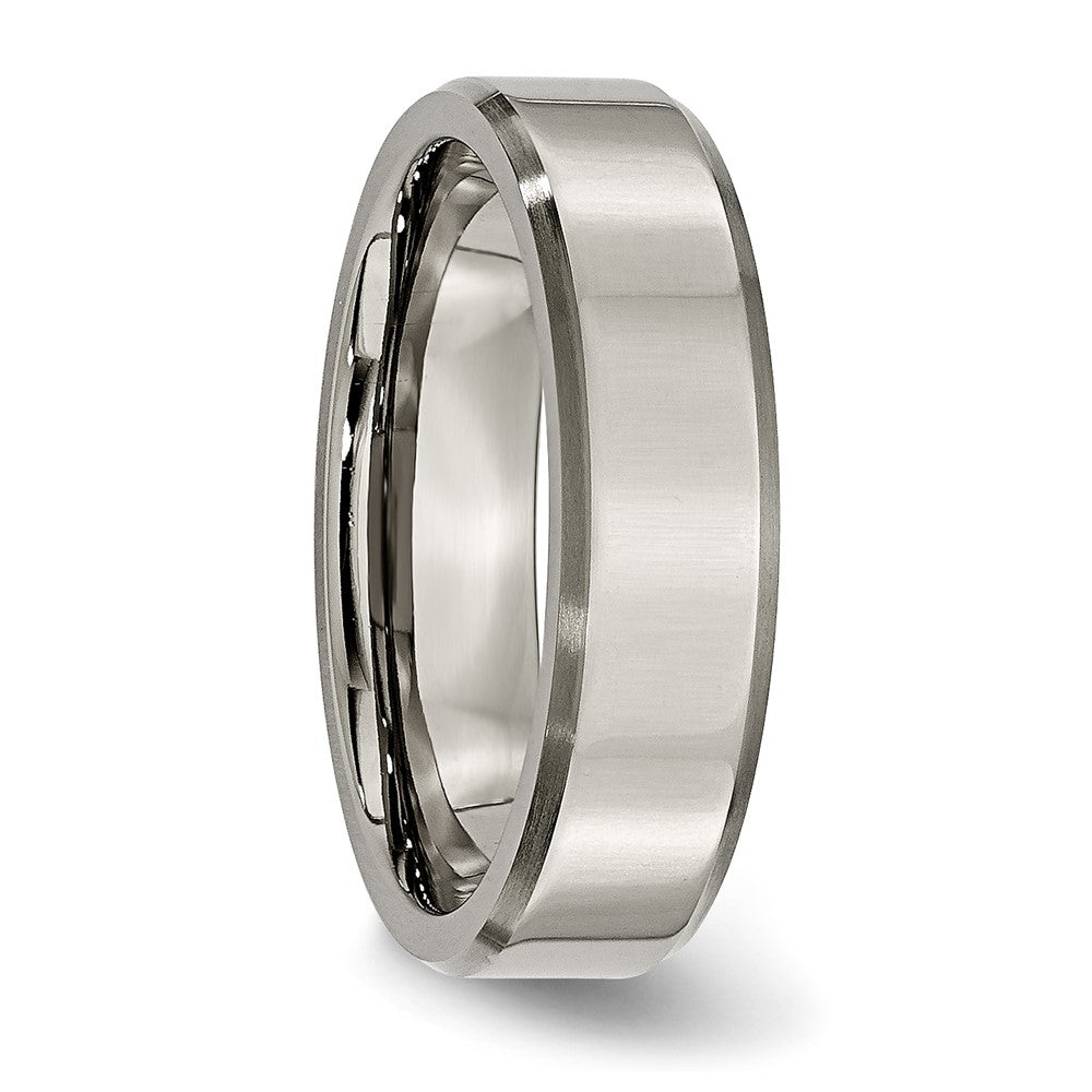 Alternate view of the 6mm Titanium Polished & Brushed Beveled Edge Comfort Fit Band by The Black Bow Jewelry Co.