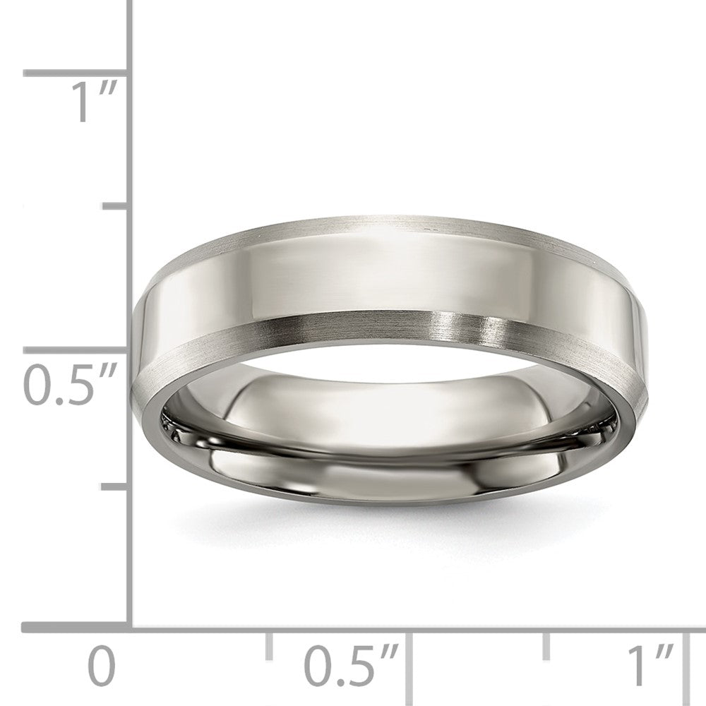 Alternate view of the 6mm Titanium Polished & Brushed Beveled Edge Comfort Fit Band by The Black Bow Jewelry Co.