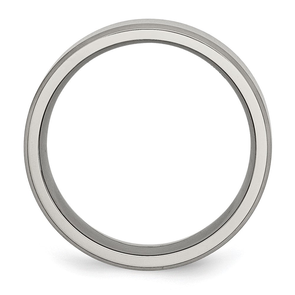 Alternate view of the 8mm Titanium Polished & Brushed Beveled Edge Comfort Fit Band by The Black Bow Jewelry Co.