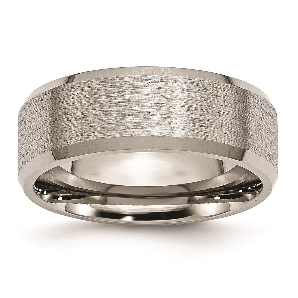 Titanium Beveled Edge 8mm Brushed Standard Fit Band, Item R11846 by The Black Bow Jewelry Co.