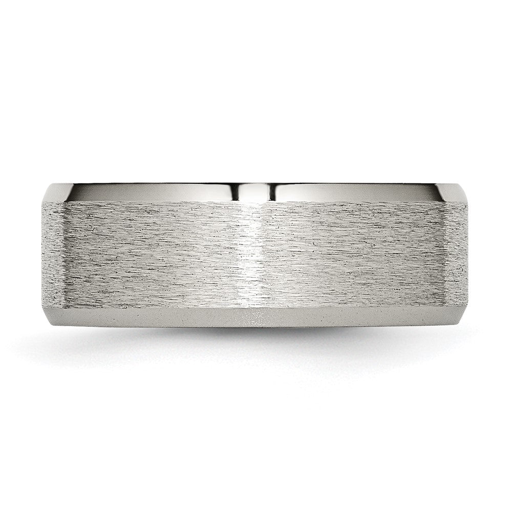 Alternate view of the Titanium Beveled Edge 8mm Brushed Standard Fit Band by The Black Bow Jewelry Co.