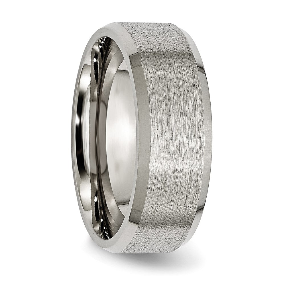 Alternate view of the Titanium Beveled Edge 8mm Brushed Standard Fit Band by The Black Bow Jewelry Co.