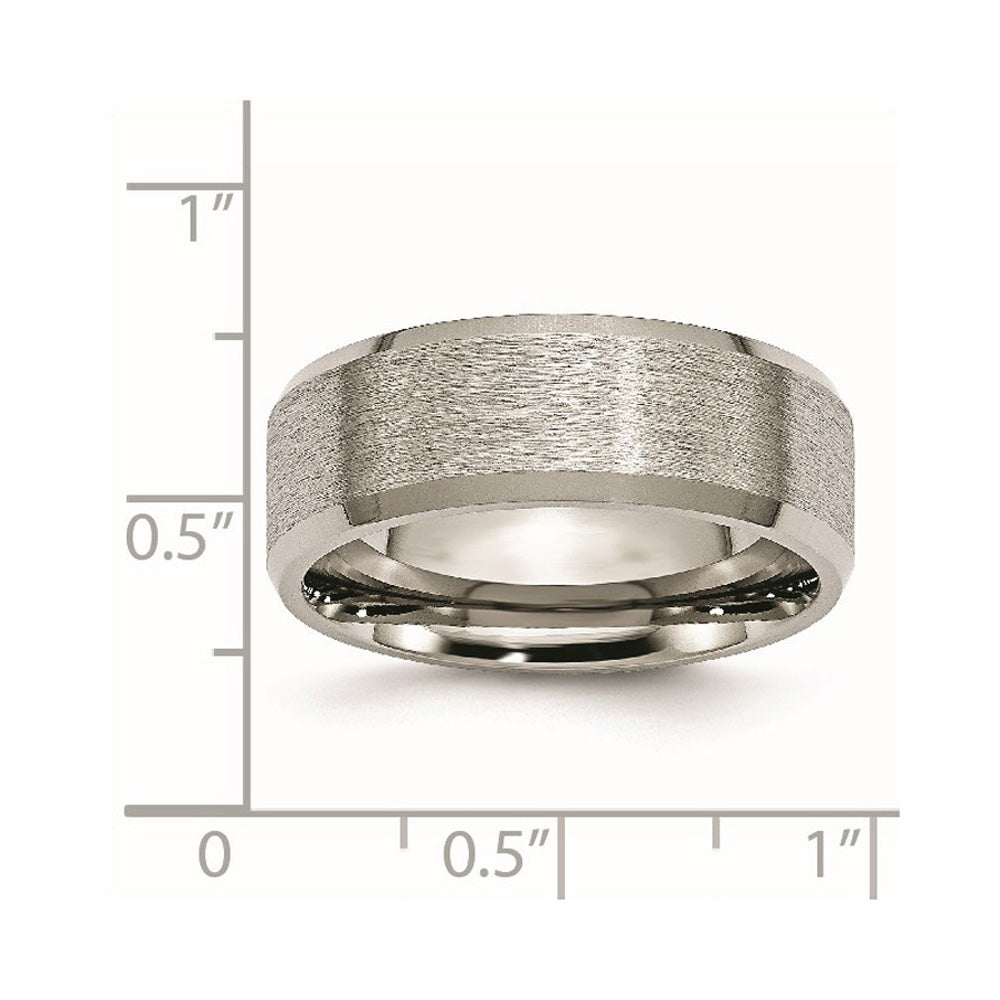 Alternate view of the Titanium Beveled Edge 8mm Brushed Standard Fit Band by The Black Bow Jewelry Co.