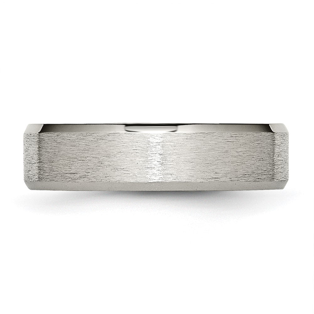 Alternate view of the 6mm Titanium Grain Brushed Beveled Edge Standard Fit Band by The Black Bow Jewelry Co.