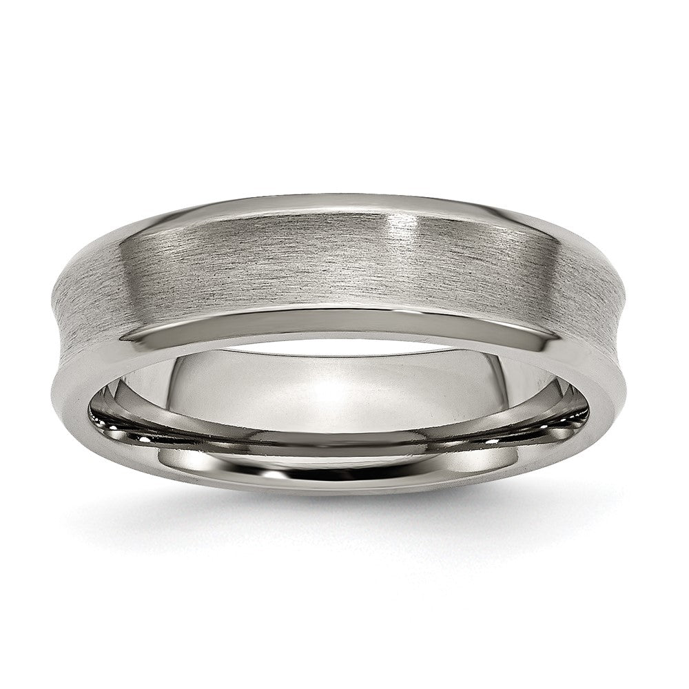 6mm Titanium Brushed Concave Polished Beveled Edge Standard Fit Band, Item R11850 by The Black Bow Jewelry Co.