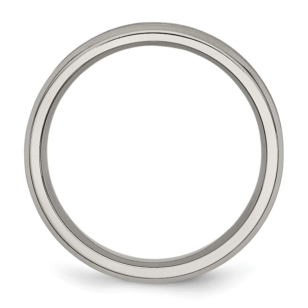 Alternate view of the 6mm Titanium Brushed Concave Polished Beveled Edge Standard Fit Band by The Black Bow Jewelry Co.