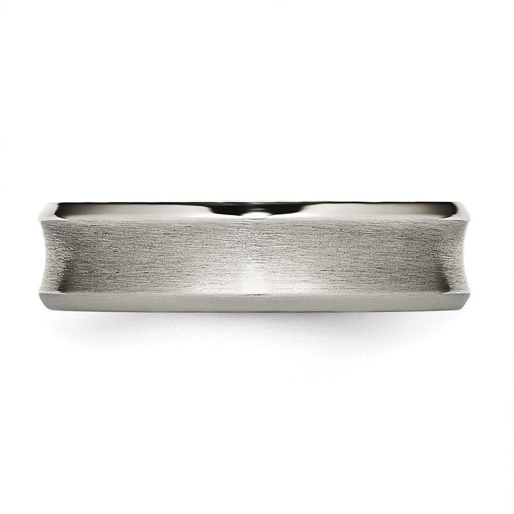 Alternate view of the 6mm Titanium Brushed Concave Polished Beveled Edge Standard Fit Band by The Black Bow Jewelry Co.