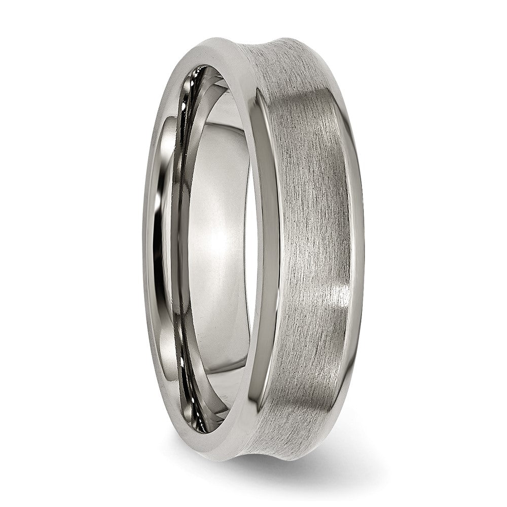 Alternate view of the 6mm Titanium Brushed Concave Polished Beveled Edge Standard Fit Band by The Black Bow Jewelry Co.