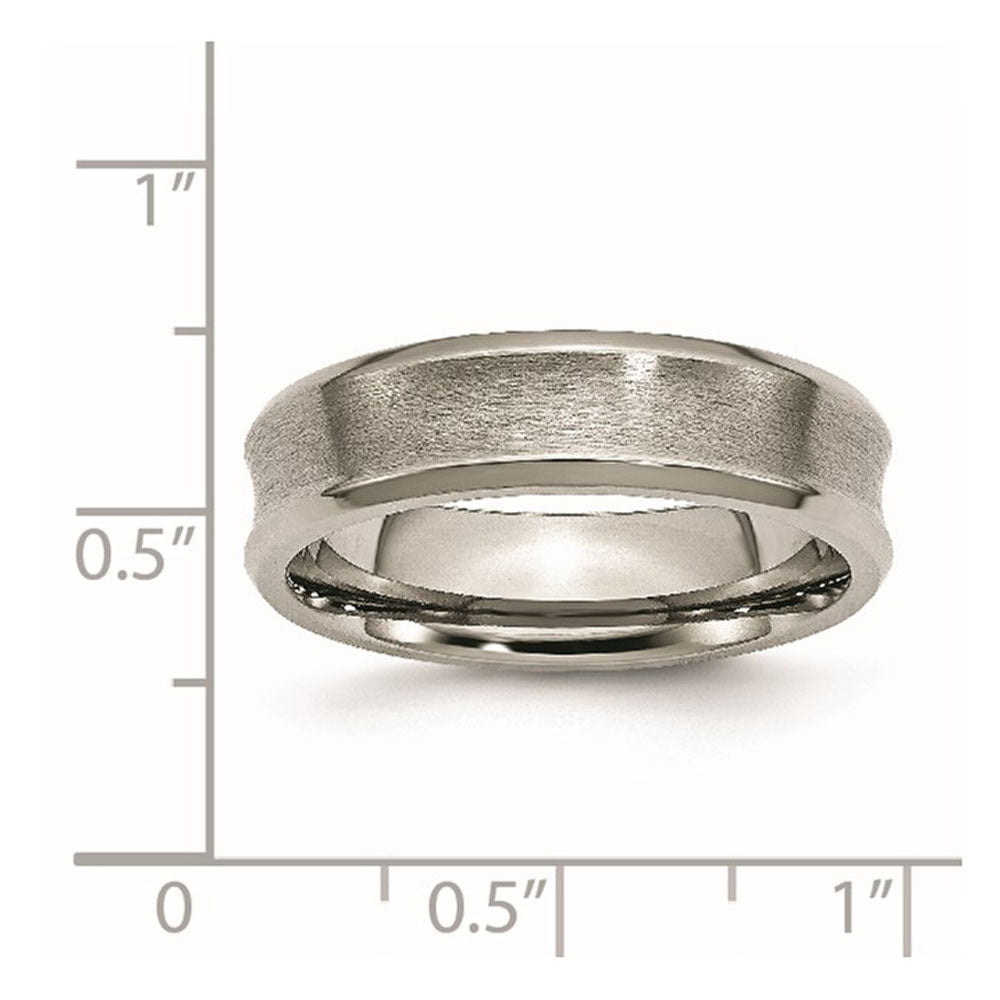 Alternate view of the 6mm Titanium Brushed Concave Polished Beveled Edge Standard Fit Band by The Black Bow Jewelry Co.