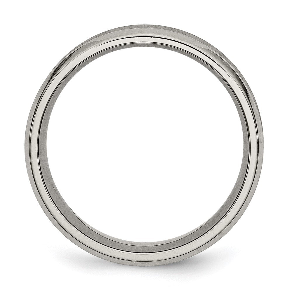 Alternate view of the 8mm Titanium Brushed Concave Polished Beveled Edge Standard Fit Band by The Black Bow Jewelry Co.