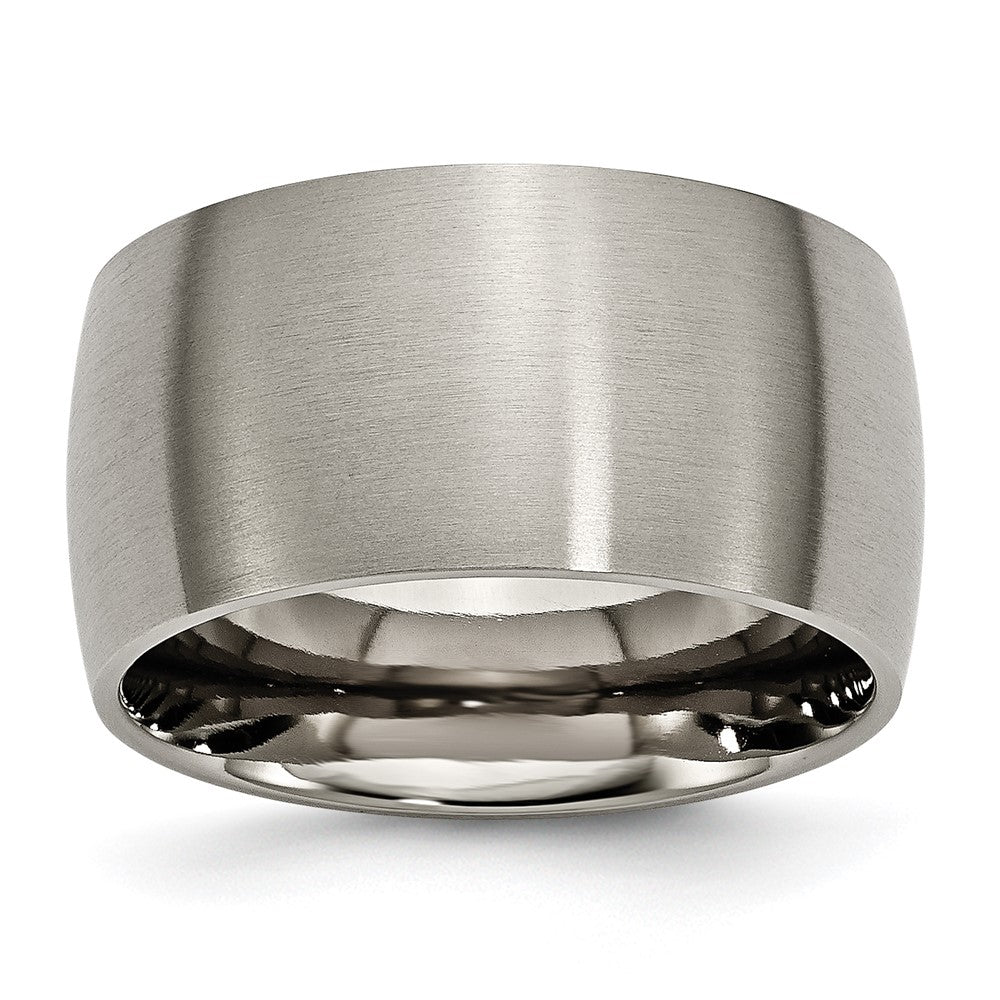 Men&#39;s 12mm Titanium Brushed Half Round Standard Fit Band, Item R11852 by The Black Bow Jewelry Co.