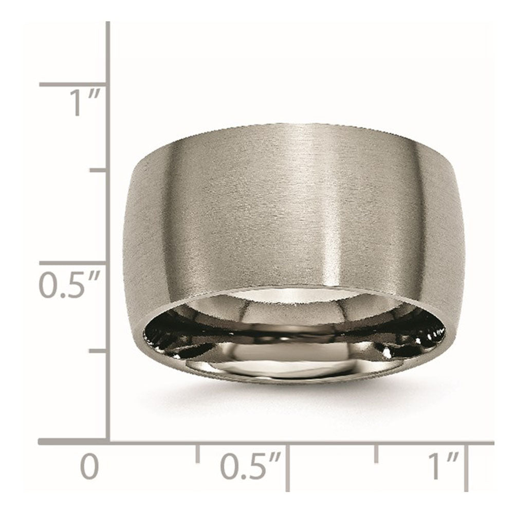 Alternate view of the Men&#39;s 12mm Titanium Brushed Half Round Standard Fit Band by The Black Bow Jewelry Co.