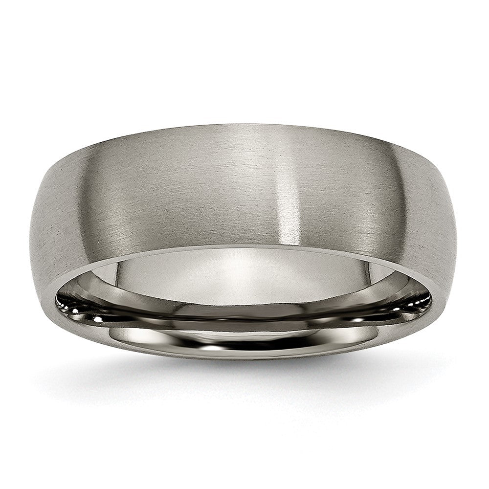 7mm Titanium Brushed Domed Comfort Fit Band, Item R11853 by The Black Bow Jewelry Co.