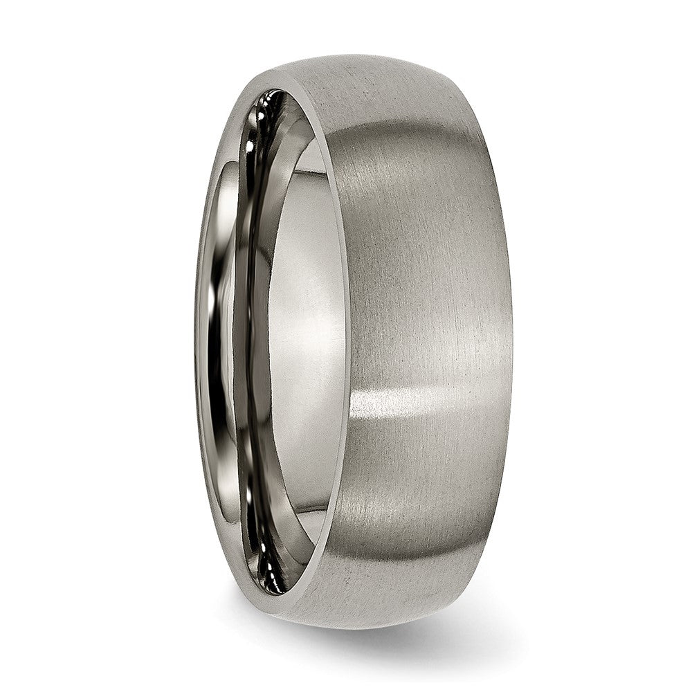 Alternate view of the 7mm Titanium Brushed Domed Comfort Fit Band by The Black Bow Jewelry Co.