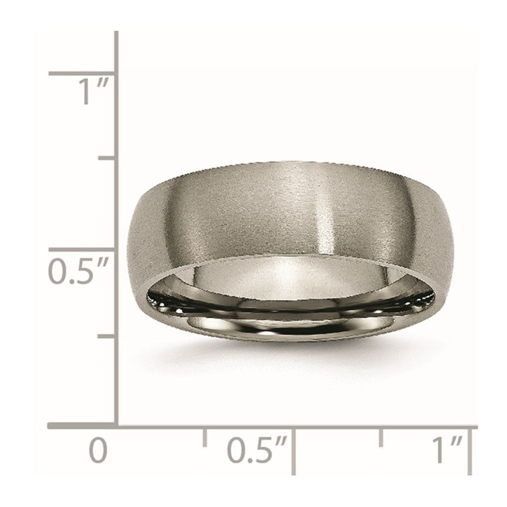 Alternate view of the 7mm Titanium Brushed Domed Comfort Fit Band by The Black Bow Jewelry Co.