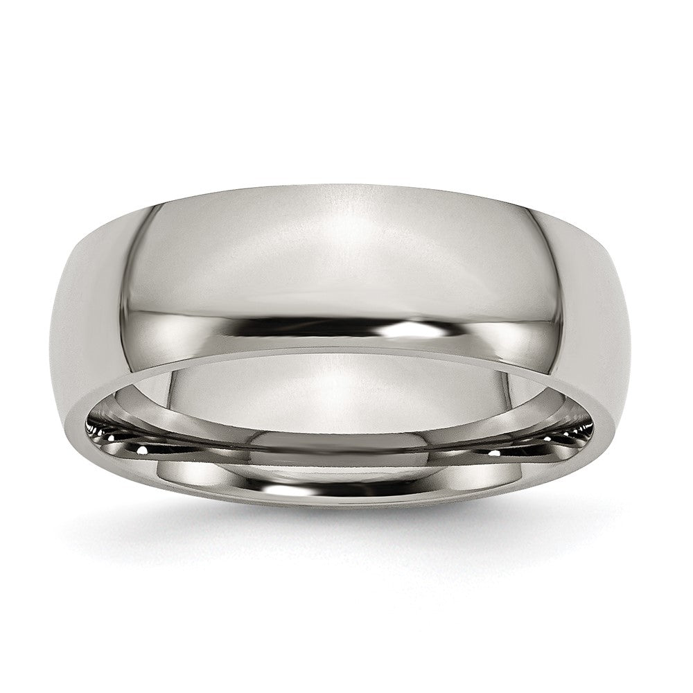 Titanium 7mm Polished Domed Comfort Fit Band, Item R11855 by The Black Bow Jewelry Co.