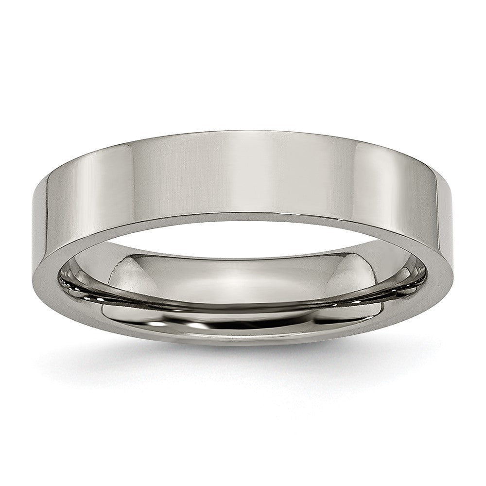 Titanium 5mm Polished Flat Comfort Fit Band, Item R11859 by The Black Bow Jewelry Co.