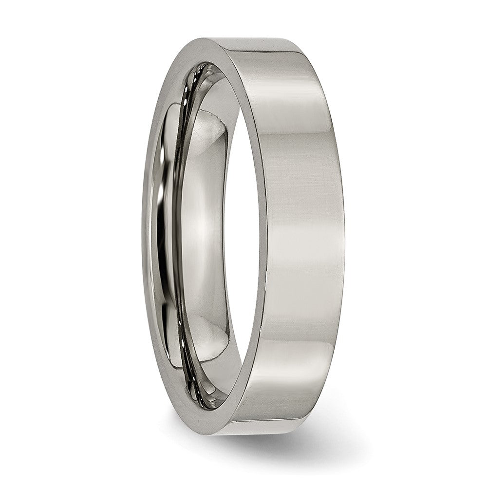 Alternate view of the Titanium 5mm Polished Flat Comfort Fit Band by The Black Bow Jewelry Co.