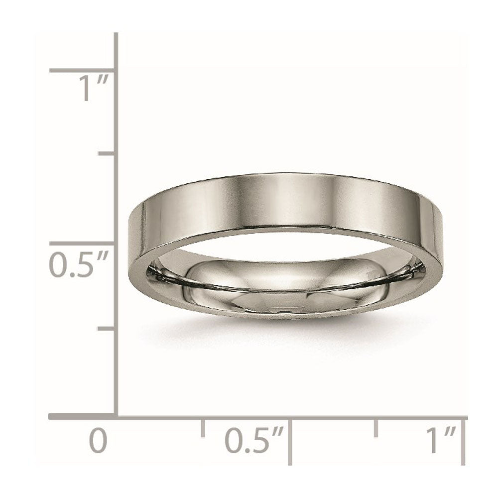 Alternate view of the Titanium 4mm Polished Flat Comfort Fit Band by The Black Bow Jewelry Co.