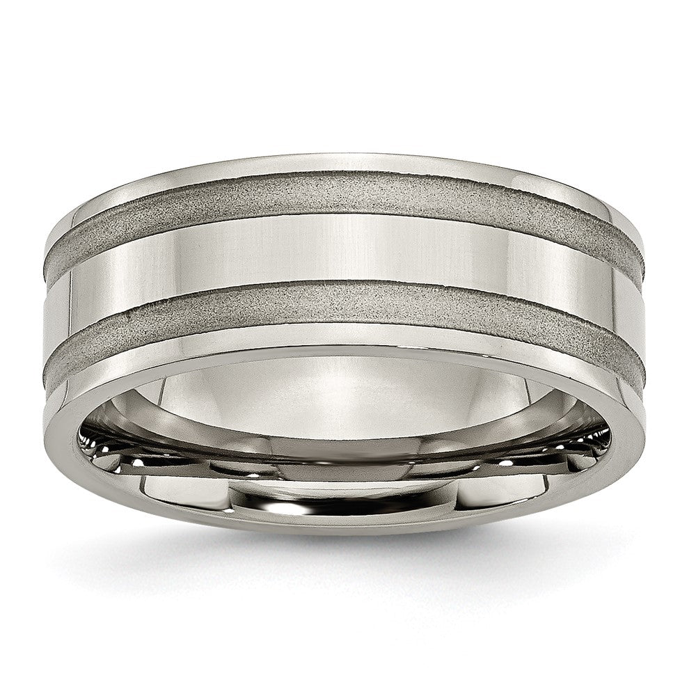 Titanium, 8mm Dual Finished Unisex Standard Fit Band, Item R11861 by The Black Bow Jewelry Co.