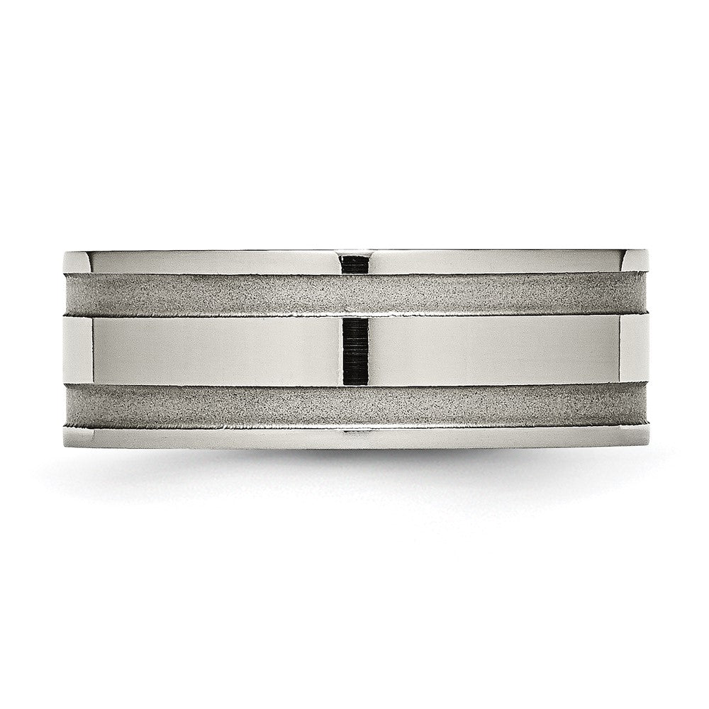 Alternate view of the Titanium, 8mm Dual Finished Unisex Standard Fit Band by The Black Bow Jewelry Co.