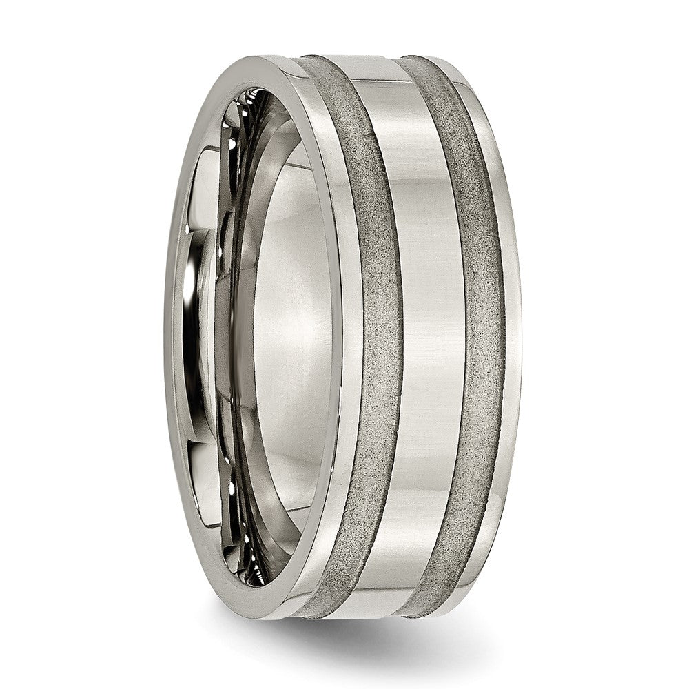 Alternate view of the Titanium, 8mm Dual Finished Unisex Standard Fit Band by The Black Bow Jewelry Co.