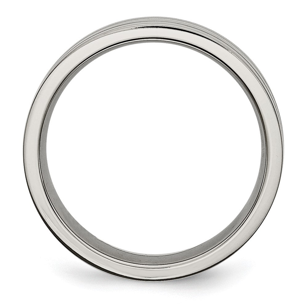 Alternate view of the 6mm Titanium Brushed Center Grooved Standard Fit Band by The Black Bow Jewelry Co.