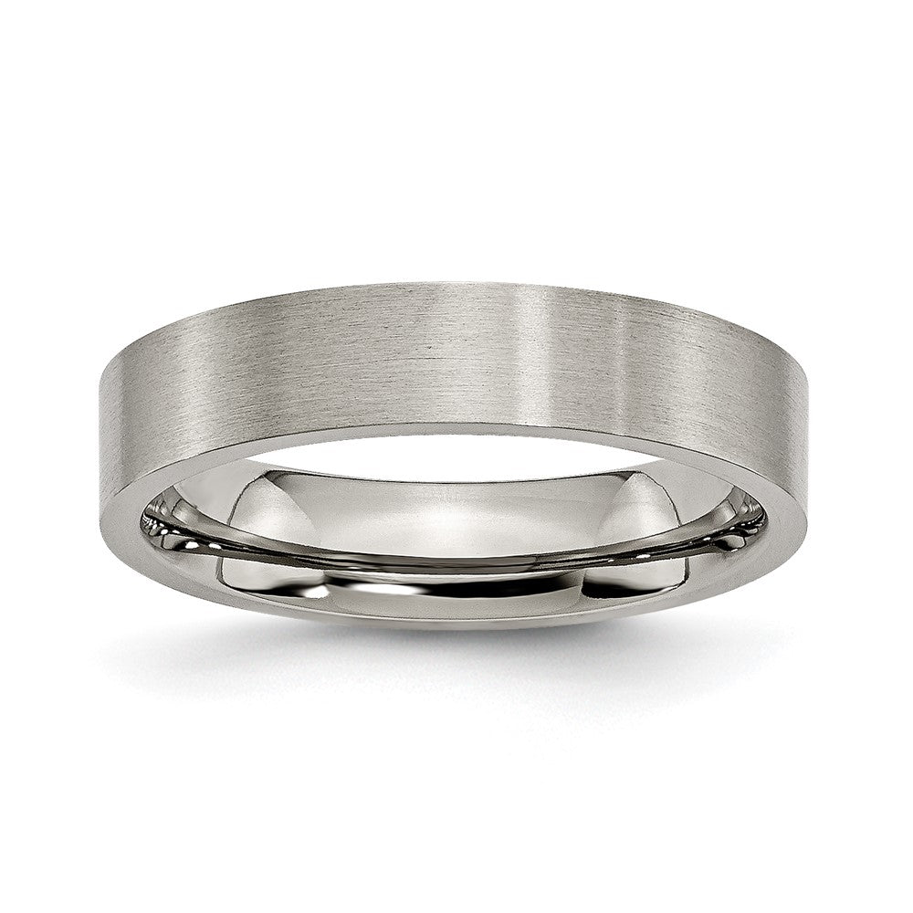 Titanium 5mm Brushed Flat Comfort Fit Band, Item R11863 by The Black Bow Jewelry Co.