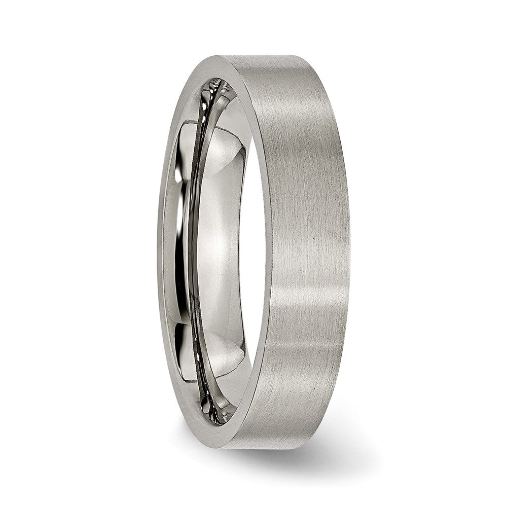 Alternate view of the Titanium 5mm Brushed Flat Comfort Fit Band by The Black Bow Jewelry Co.