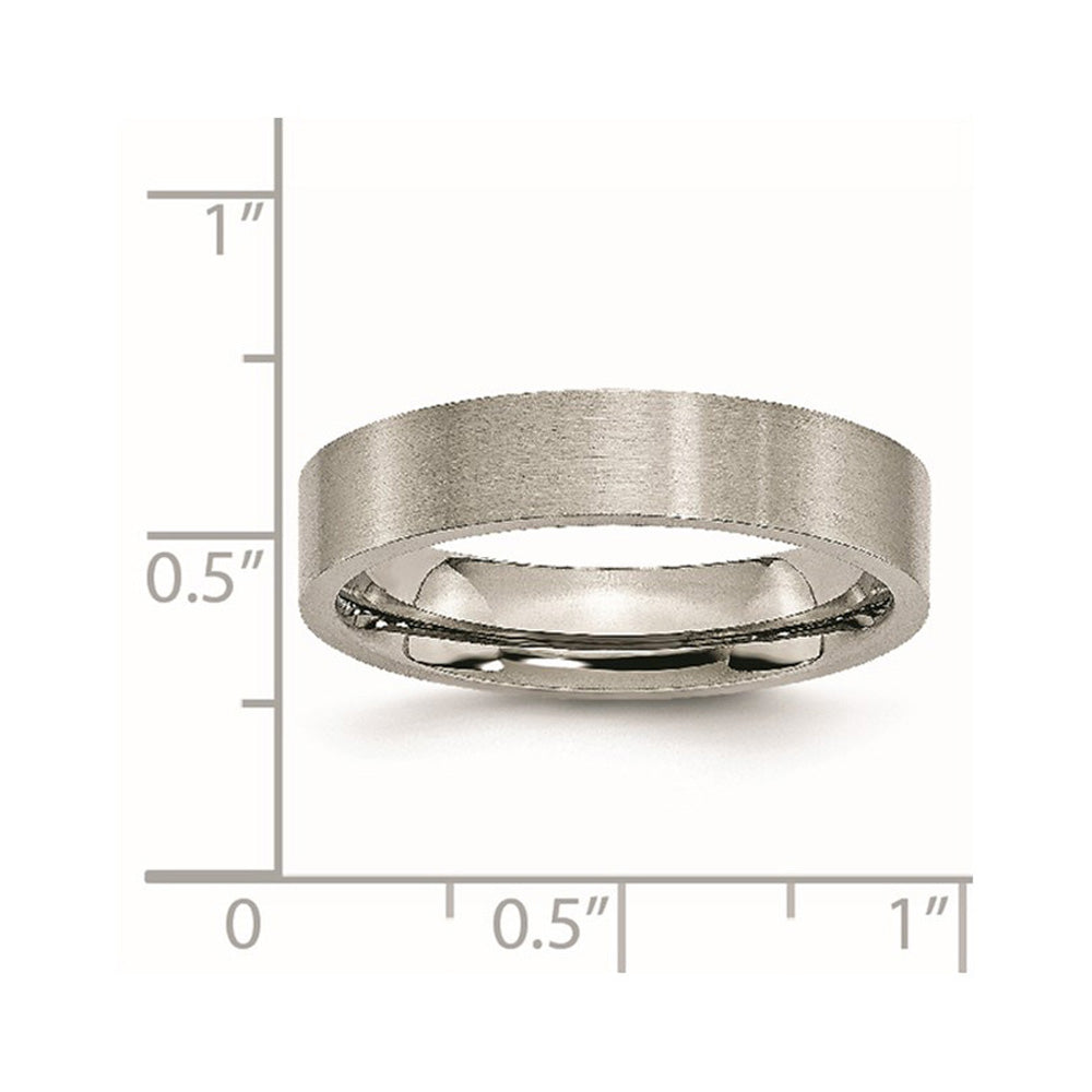 Alternate view of the Titanium 5mm Brushed Flat Comfort Fit Band by The Black Bow Jewelry Co.